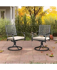 Gymax 2 Pieces Outdoor Swivel Chairs Patio Dining Chairs w/ Padded Cushions