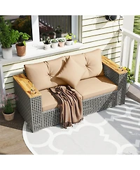 2-Piece Patio Corner Sofa Set with Thick Cushions