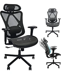 Flynama Mesh Office Chair with Mute Wheel,Adjustable Lumbar Headrest Chair