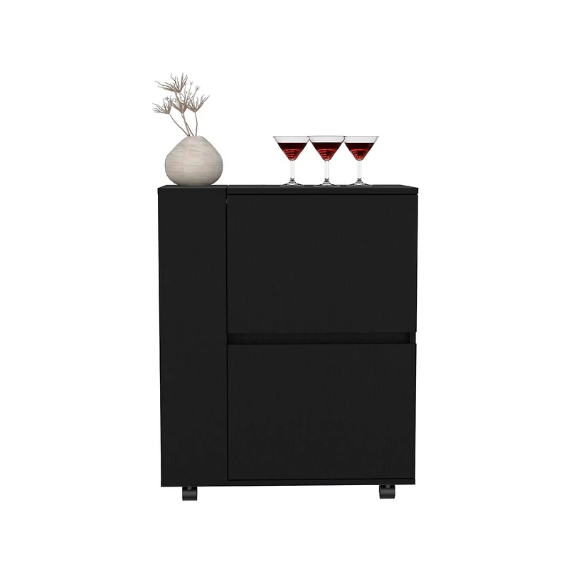 Flynama Belleville Bar Cart with Dual Cabinets and Mobile Design