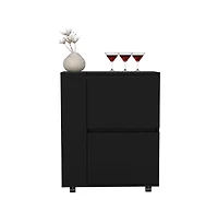 Flynama Belleville Bar Cart with Dual Cabinets and Mobile Design