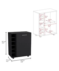 Flynama Bar Cart with Integrated Storage, Spacious Cabinet and Smooth Rollers
