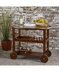 Flynama Modern Industrial Wood and Aluminum Bar Cart with Drop Leaf