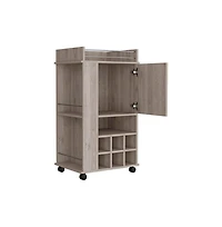 Flynama Reese Light Bar Cart with Casters, 6 Wine Cubbies and Single Door Cabinet, Rolling Serving Cart for Home Bar