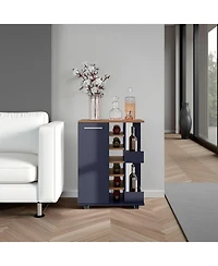 Flynama 2 External Shelves, 6 Wine Racks and Locking Casters