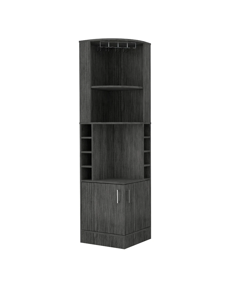 Flynama Corner Bar Cabinet with 3 Cabinets 12 Wine Rack Oak Finish