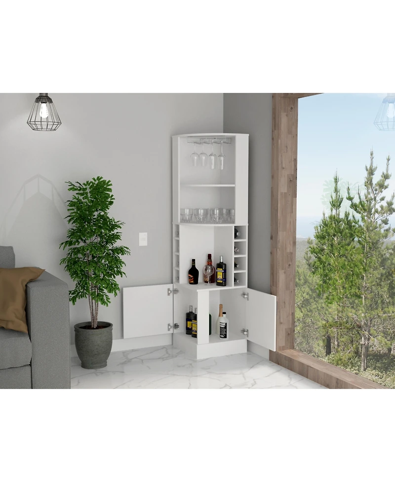 Flynama Corner Bar Cabinet with 3 Cabinets Finish