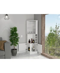 Flynama Corner Bar Cabinet with 3 Cabinets Finish
