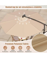 Gouun 10 ft Solar Led Offset Hanging Patio Umbrella with 40 Lights and Cross Base