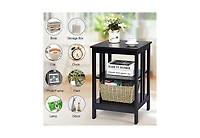 Gouun Set of 2 3-Tier Nightstands with Reinforced Side Bars and Open Shelves