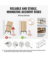 Gouun Rattan Cabinet, Rattan Storage Cabinet with 4 Magnetic Doors and Adjustable Shelves, Sideboard Buffet Cabinet for Hallway, Entryway, Living Room