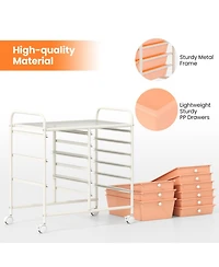 Gouun 9-Drawer Rolling Cart with 3 Large and 6 Medium Drawers