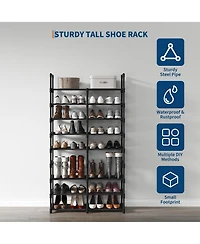 Homfan 10 Tier Shoe Rack with Adjustable Fabric Shelves, Metal Frame, Slim Storage for Entryway and Bedroom