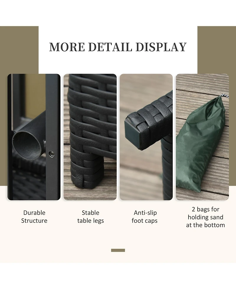 Outsunny Rat Wicker Outdoor Accent Table Umbrella Sd with Umbrella Insert