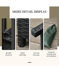 Outsunny Rat Wicker Outdoor Accent Table Umbrella Sd with Umbrella Insert