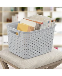 Gnuadz Tall Weave Woven Plastic Storage Baskets With Handles Gift Basket