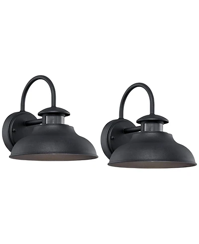 John Timberland Midland Rustic Farmhouse Outdoor Wall Light Fixture Set of 2 Dusk to Dawn Motion Sensor Led for Post Exterior Barn Deck