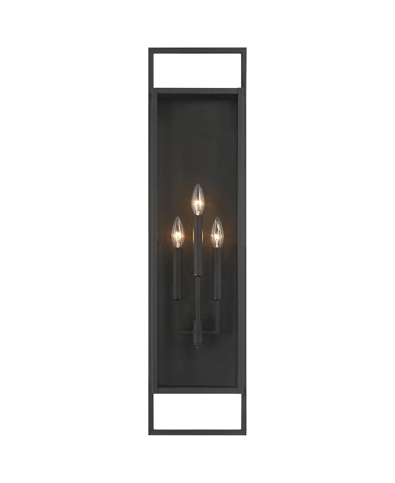 Possini Euro Design Jericho 35" High Modern Outdoor Wall Light Fixture Mount Porch House Weatherproof Textured Black Glass Shade