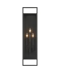 Possini Euro Design Jericho 35" High Modern Outdoor Wall Light Fixture Mount Porch House Weatherproof Textured Black Glass Shade