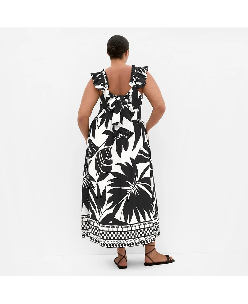 City Chic Women's Mirage Oasis Print Tie Back Maxi Dress