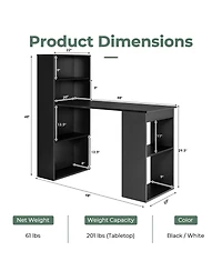 Gouun Computer Desk with 4-Tier Bookcase and Cpu Stand