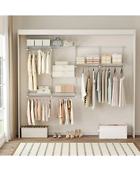 Gouun Wall-Mounted Closet Organizer System with 7 Shelves and 5 Hanging Rods