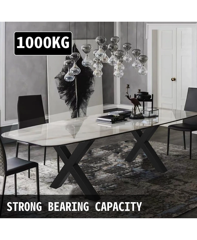 Sugift Steel Table Legs Set of 2, 28" Height, 30" Wide, Heavy Duty X Frame