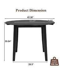 Rainsken Wooden Round Extendable Dining Table with Folding Sides, Compact Adjustable Table Ideal for 2-4 People and Limited Spaces