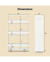 Gouun 4-Tier Slim Rolling Kitchen Cart with Open Shelves and Guard Rails