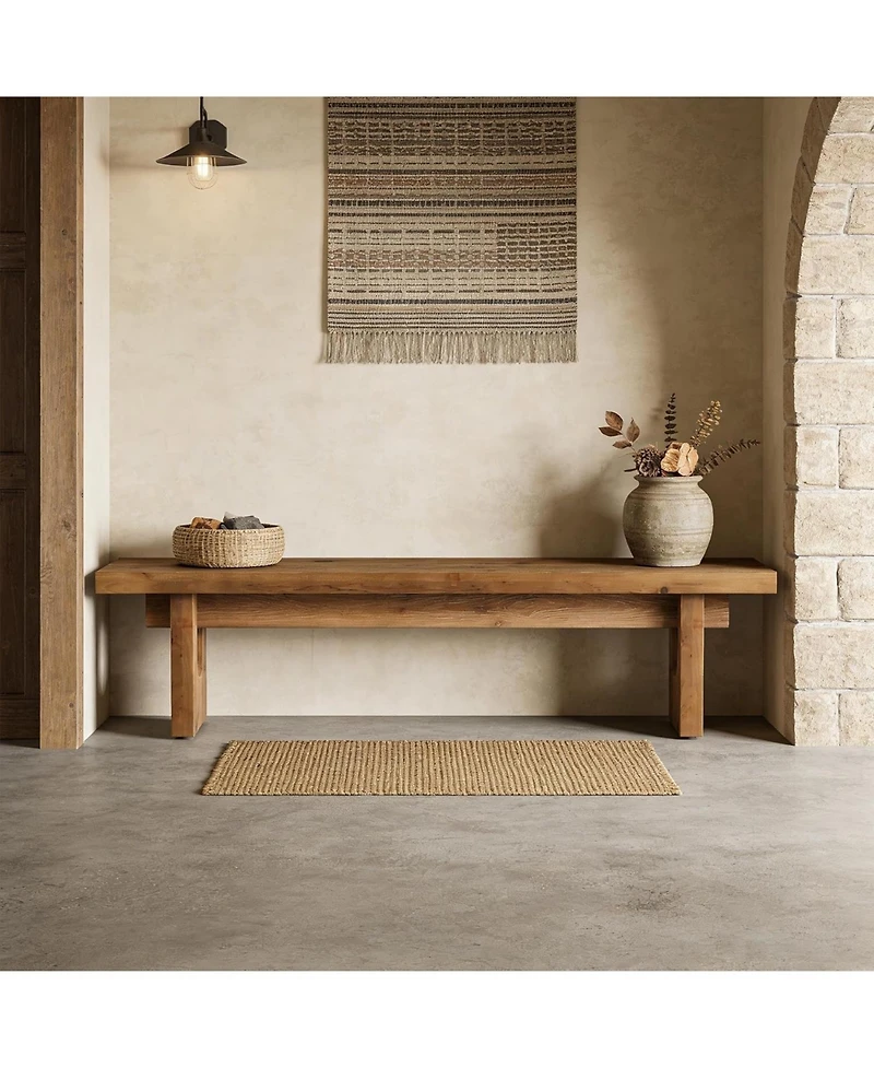 Tribesigns 63" Solid Wood Bench, Extra Long Farmhouse Dining Bench for Kitchen Table, Rustic Wooden Entryway Bench, End of Bed Indoor Seating