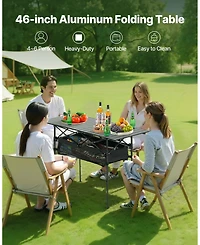 Sugift Portable Folding Camping Table Roll Up Adjustable Height 47.2in Wide for Bbq and Picnic