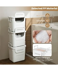 Gouun 3-Piece Stackable Pp Storage Bins with Front Door and Side Handles, 32 Qt Each