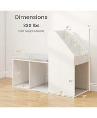 Gouun Shoe Storage Bench with Removable Cushion and 6 Open Compartments