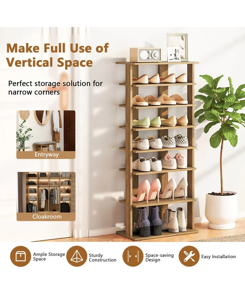 Gouun 7-Tier Vertical Double-Row Shoe Rack with Anti-Tipping Device