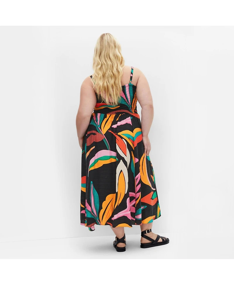 City Chic Women's Maui Shirred Print Maxi Dress