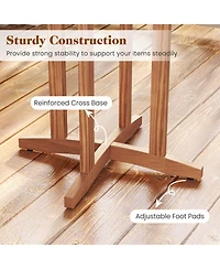 Sugift 39 in Outdoor Acacia Wood Bar Table with Slatted Top