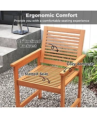 Sugift 5-Piece Outdoor Wood Dining Set with Rectangular Table and Chairs