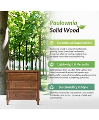 Hulala Home Allisa 28"W 3-Drawer Solid Wood End Table with Built-in Charging Station