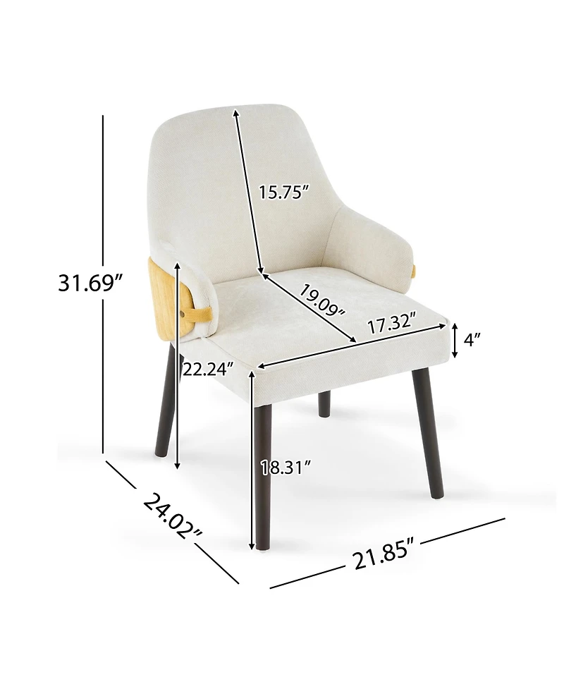 Rainsken Indoor Dining Chair Set of 2, Two-Tone Fabric Armchair with Sturdy Frame and Curved Backrest for Dining Room, Living Area