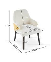 Rainsken Indoor Dining Chair Set of 2, Two-Tone Fabric Armchair with Sturdy Frame and Curved Backrest for Dining Room, Living Area