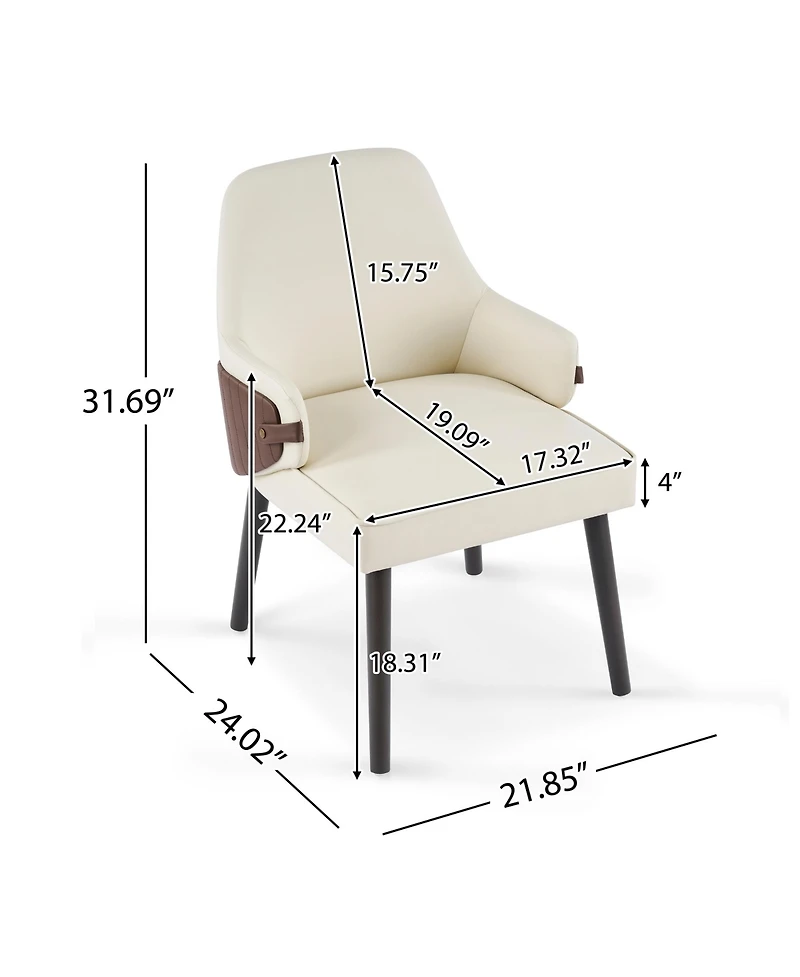 Rainsken Two-Tone Fabric Dining Chair Set of 2, Sturdy Indoor Armchair with Curved Back for Dining and Living Spaces
