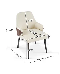 Rainsken Two-Tone Fabric Dining Chair Set of 2, Sturdy Indoor Armchair with Curved Back for Dining and Living Spaces