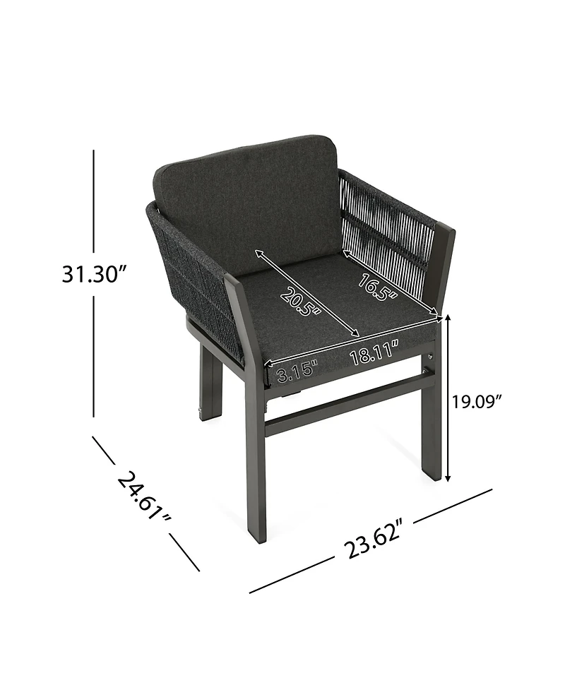 Rainsken 2-Piece All-Weather Patio Dining Chairs, Sturdy Aluminum Frame and Comfort Cushion, for Garden and Deck