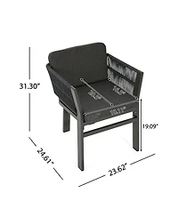 Rainsken 2-Piece All-Weather Patio Dining Chairs, Sturdy Aluminum Frame and Comfort Cushion, for Garden and Deck
