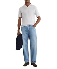 Reiss Men's Merino Wool Open-Collar Polo Shirt