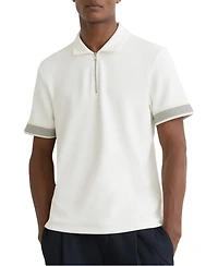 Reiss Men's Sleeve-Trim Half-Zip Polo Shirt
