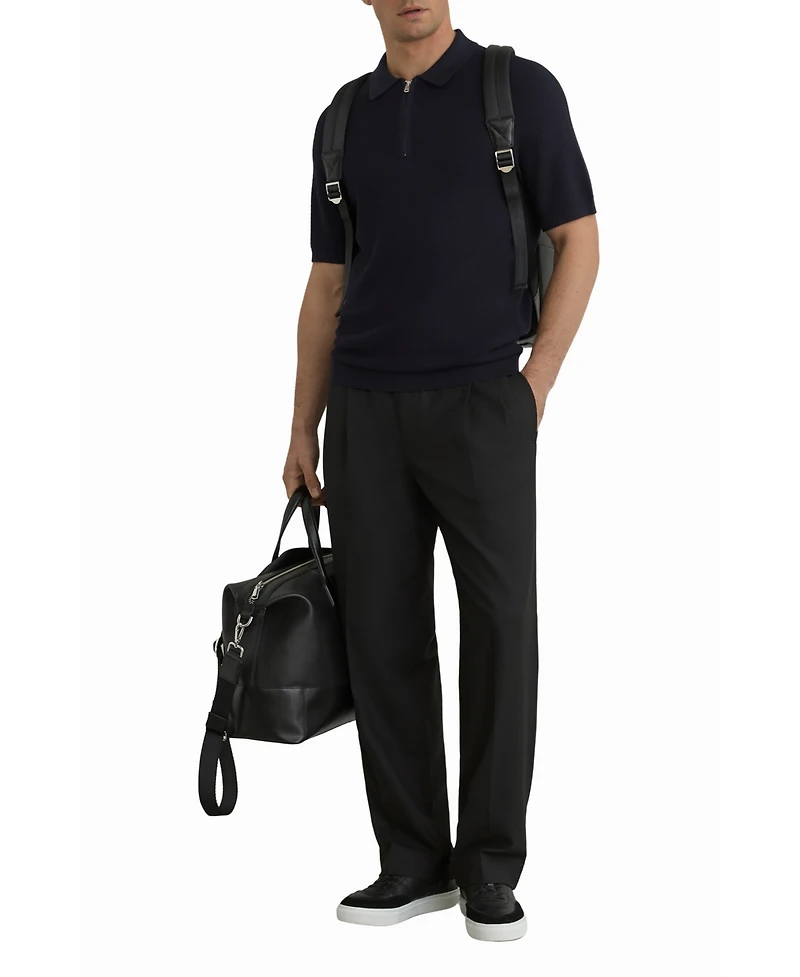 Reiss Men's Textured-Knit Half-Zip Polo Shirt
