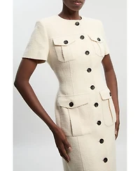 Karen Millen Women's Textured Tweed Tailored Midi Dress