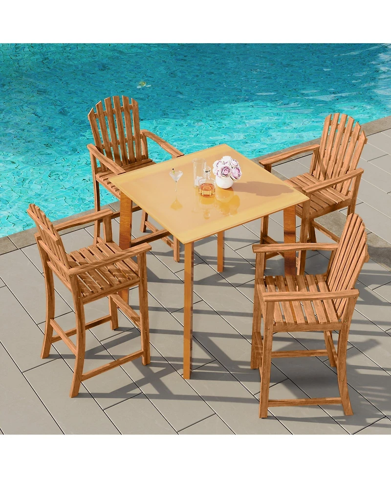 Sugift Tall Adirondack Chair with Armrests and Footrest for Deck