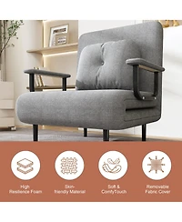 Rainsken 3-in-1 Convertible Folding Sofa Bed with Pillow and 5-Level Adjustable Backrest, Space-Saving Sleeper Chair for Living Room and Bedroom